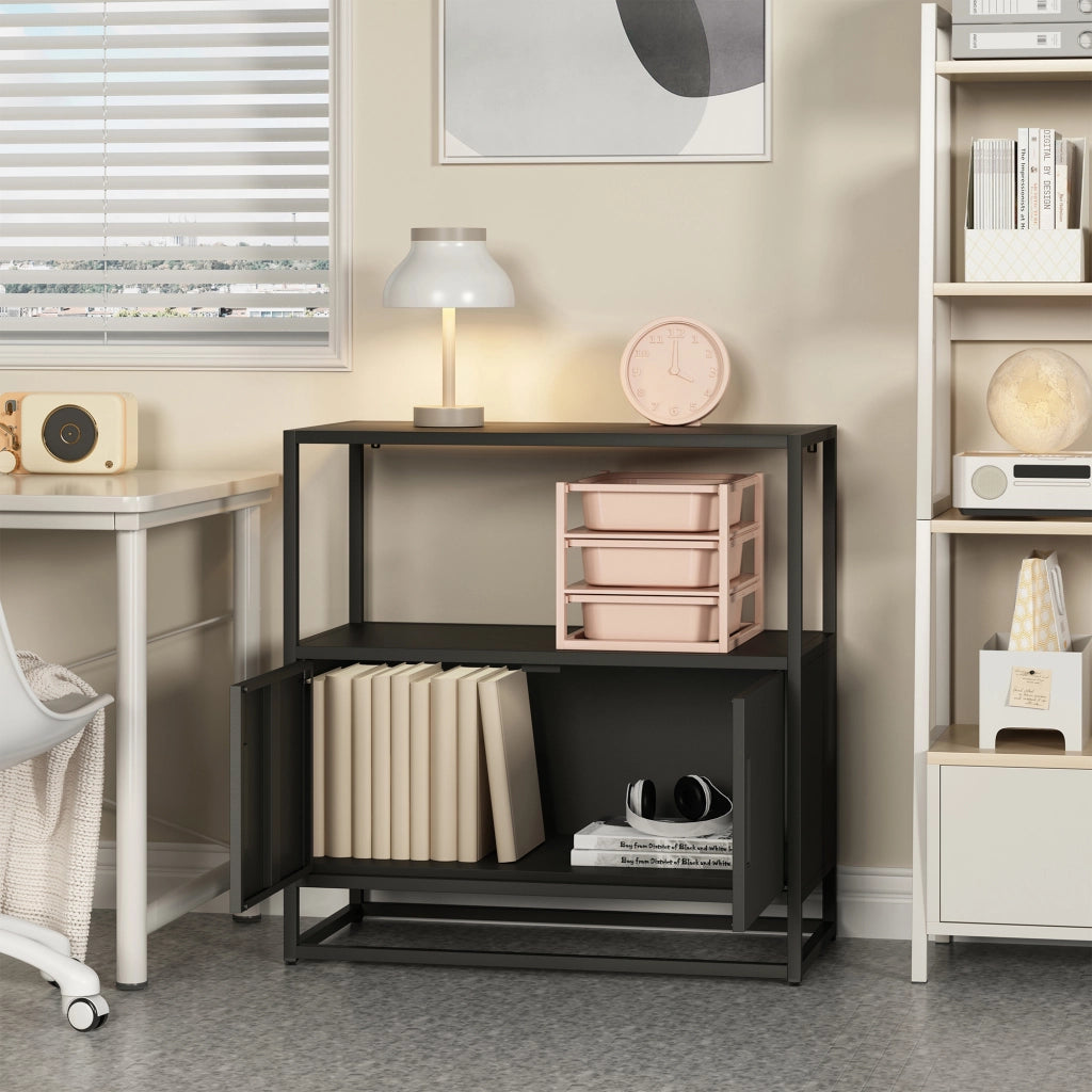 Armadio da Ufficio Hailuoto per Archivio 82 x 80 x 40 cm Acciaio Nero [en.casa]