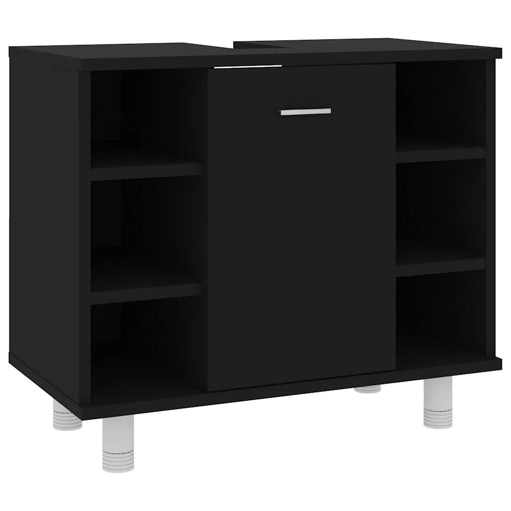 Mobile da Bagno Nero 60x32x53,5 cm in Legno Multistrato 802634