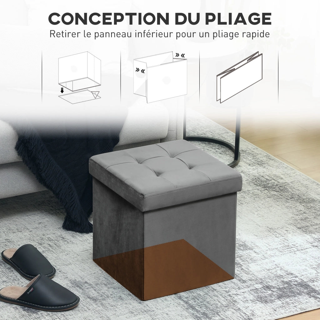 Pouf con contenitore pieghevole ¨C Zephmum ¨C Grigio 38x38x38 cm