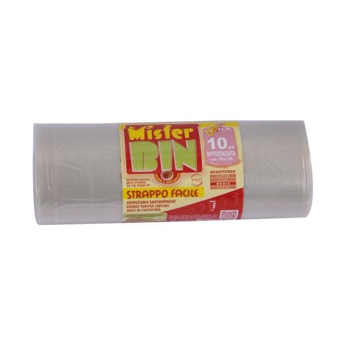 Mister Bin Sacco Immondizia Legacci Trasp 70X110 Pezzi 10