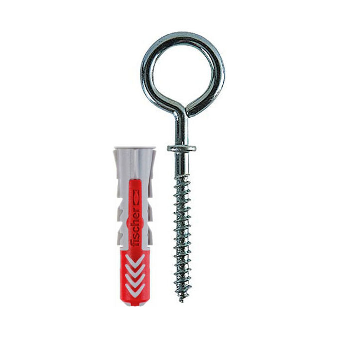 Fischer 537632 Confezione 6 Tasselli C-3 k Duo Power D. 6mm con Vite Metallo Occhiolo Chiuso