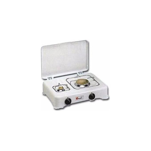 Cf Parker 5325 Fornello a Gas Linea Domestica Gpl 2 Fuochi Spartifiamma in Ottone e Griglia in Acciaio Bianco