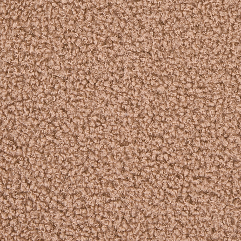 Panca Boucle con gambe in metallo, seduta ovale imbottita, stile cottage retrò, marrone chiaro