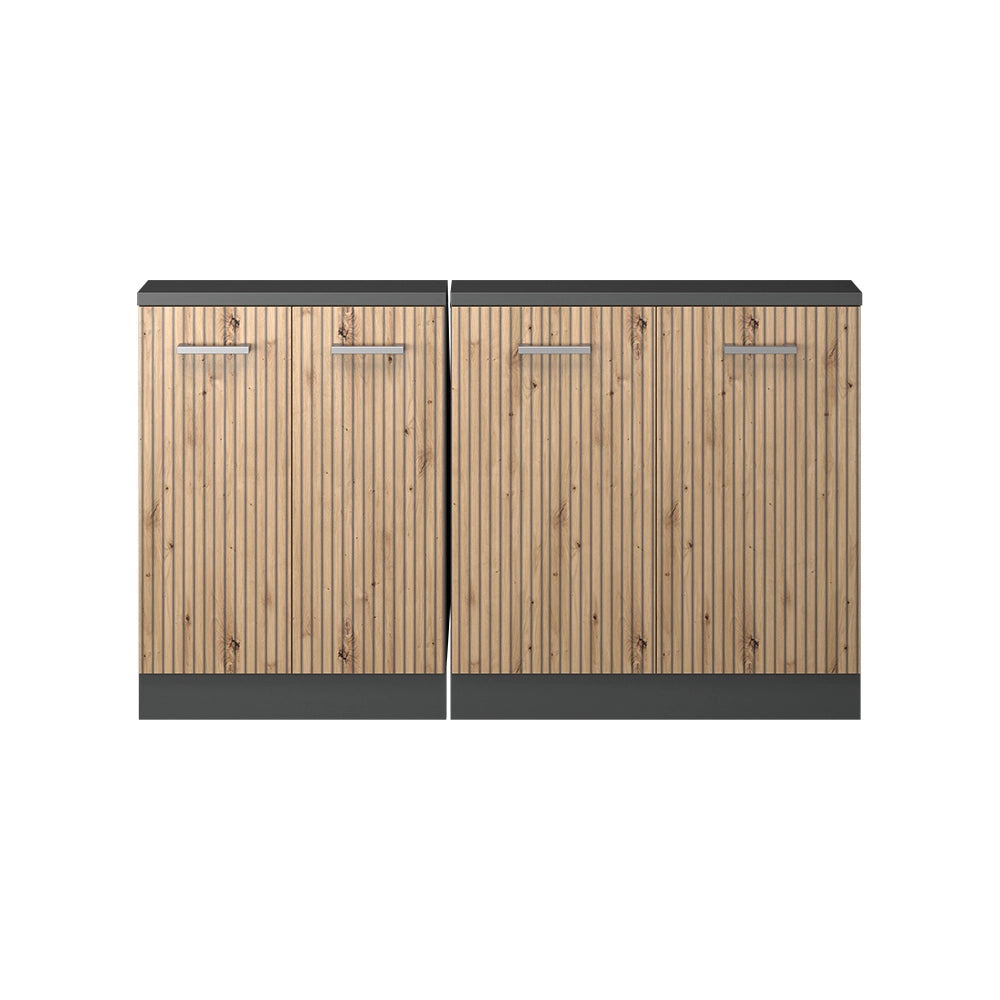 Vicco Mobile cucina sottotetto Rovere artigianale/antracite 140 cm Set di 2