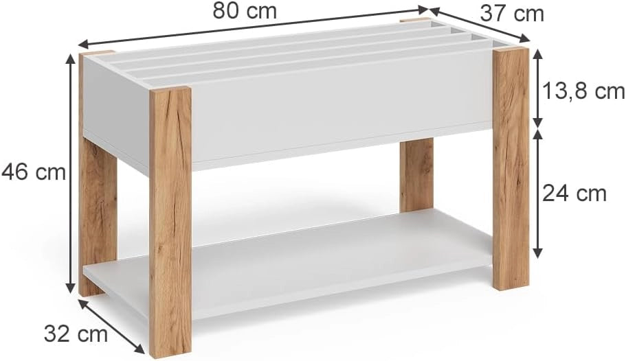 Scaffale per bambini Malia, Bianco/Artisan, 80 x 46 cm, per la conservazione di libri, giocattoli e raccoglitori