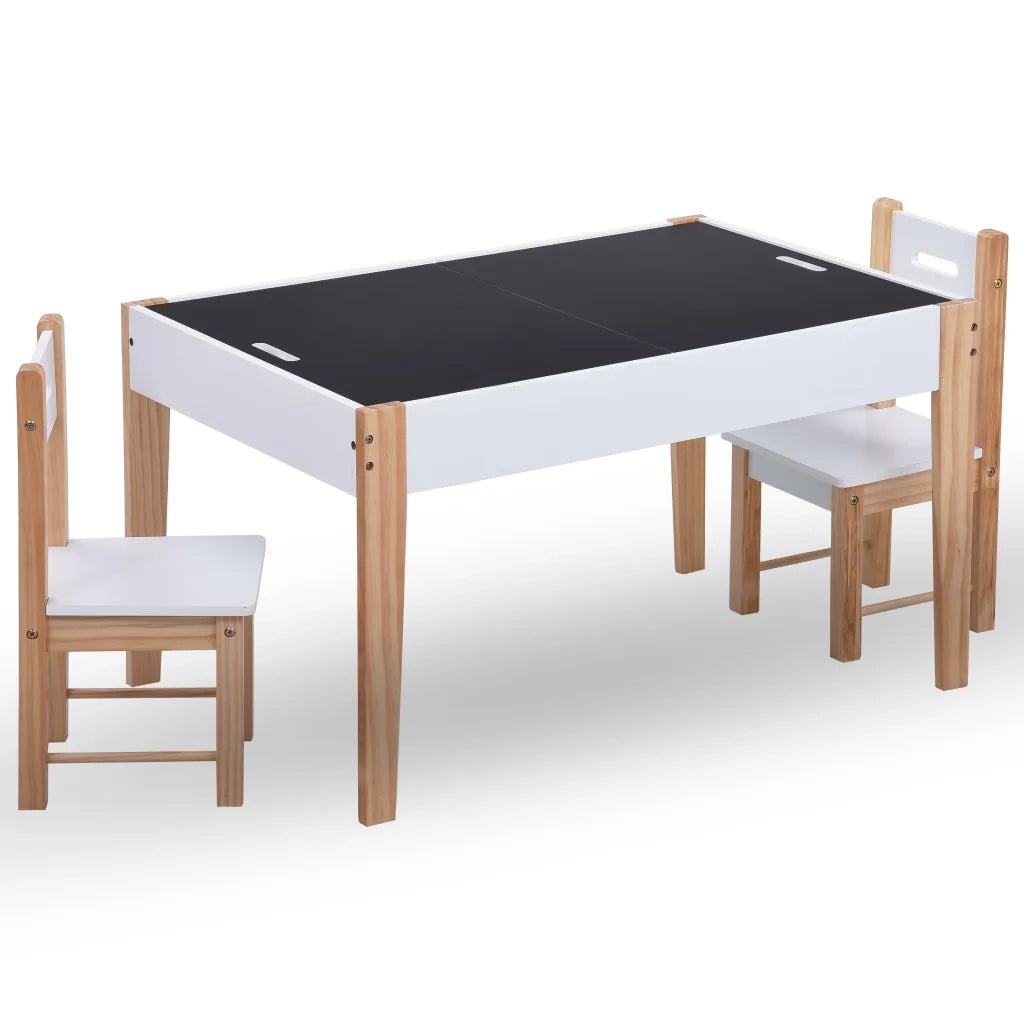 Set Sedie e Tavolo Lavagna per Bambini 3 pz Nero e Bianco CFW9010086