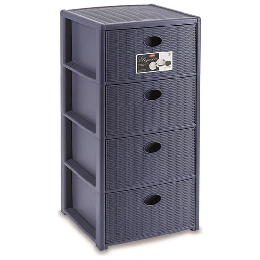 Stefanplast Cassettiera Plastica Elegance 4 Cassetti 40x40x80 Blu Navy