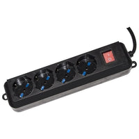 Link multipresa 4 prese universali ita-schuko 10-16 a - spina 16 a con interruttore colore nero