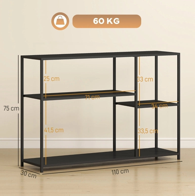 Tavolo consolle in acciaio nero 110 x 30 x 75 cm