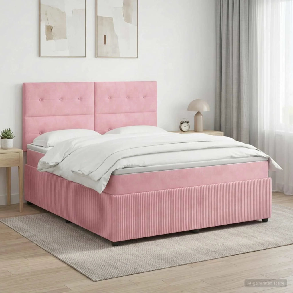 Letto box spring con materasso Rosa 180 x 200 cm Velluto 3454660