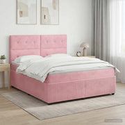Letto box spring con materasso Rosa 180 x 200 cm Velluto 3454660