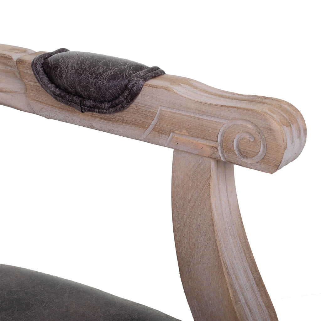 Poltrona in legno imbottita grigia 55x46x48/96h