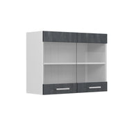 Vicco Mobile da cucina in vetro Calcestruzzo nero 80 cm