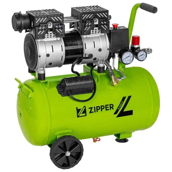 Zipper ZI-COM24SI Compressore d'Aria 24 L 750 W 8 bar colore Nero Verde chiaro