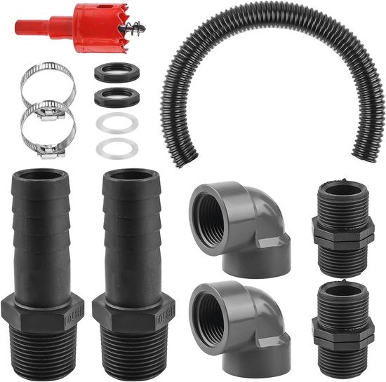 Kit di connessione per barile della pioggia - 2 connettori 1 pollice con 50 cm di tubo - alimentazione e connettore per barile della pioggia 

Modello: RBC-1-50
Codice prodotto: 123456
Dimensioni: 1 pollice
Lunghezza del tubo: 50 cm
