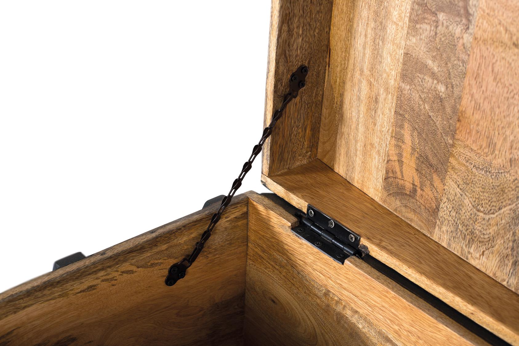 Cassapanca in legno di mango nero con dettagli dipinti a mano