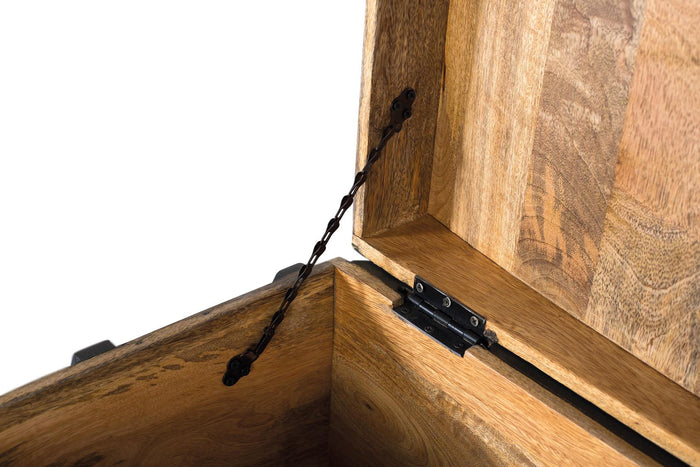 Cassapanca in legno di mango nero con dettagli dipinti a mano