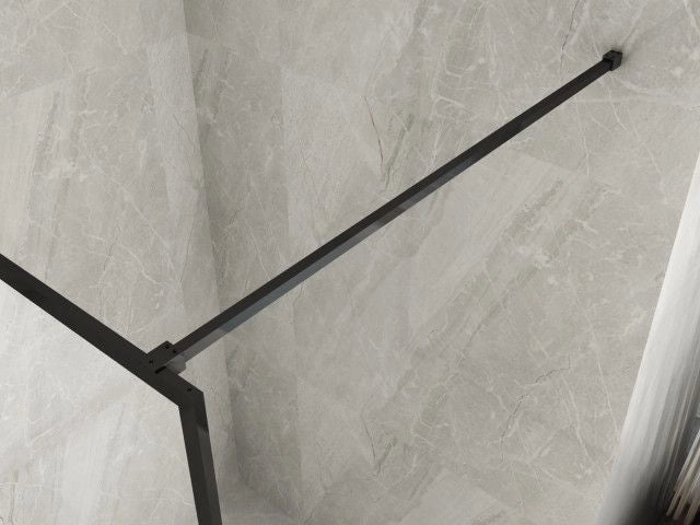 Parete Doccia Walk-In in Cristallo 8 mm Anticalcare Profilo Nero Stampa a riquadro - Misura : 120 x H195 cm 