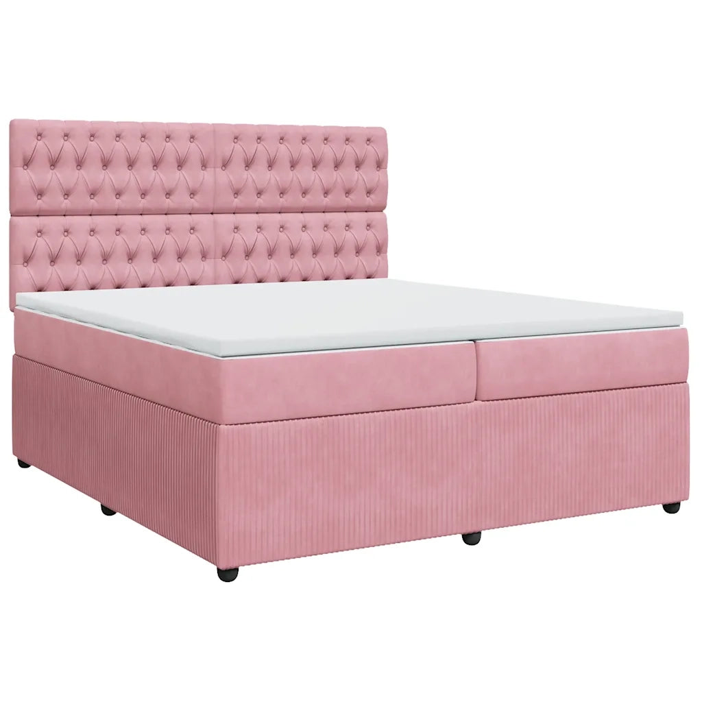 Giroletto a Molle con Materasso Rosa 200x200 cm in Velluto 3292441