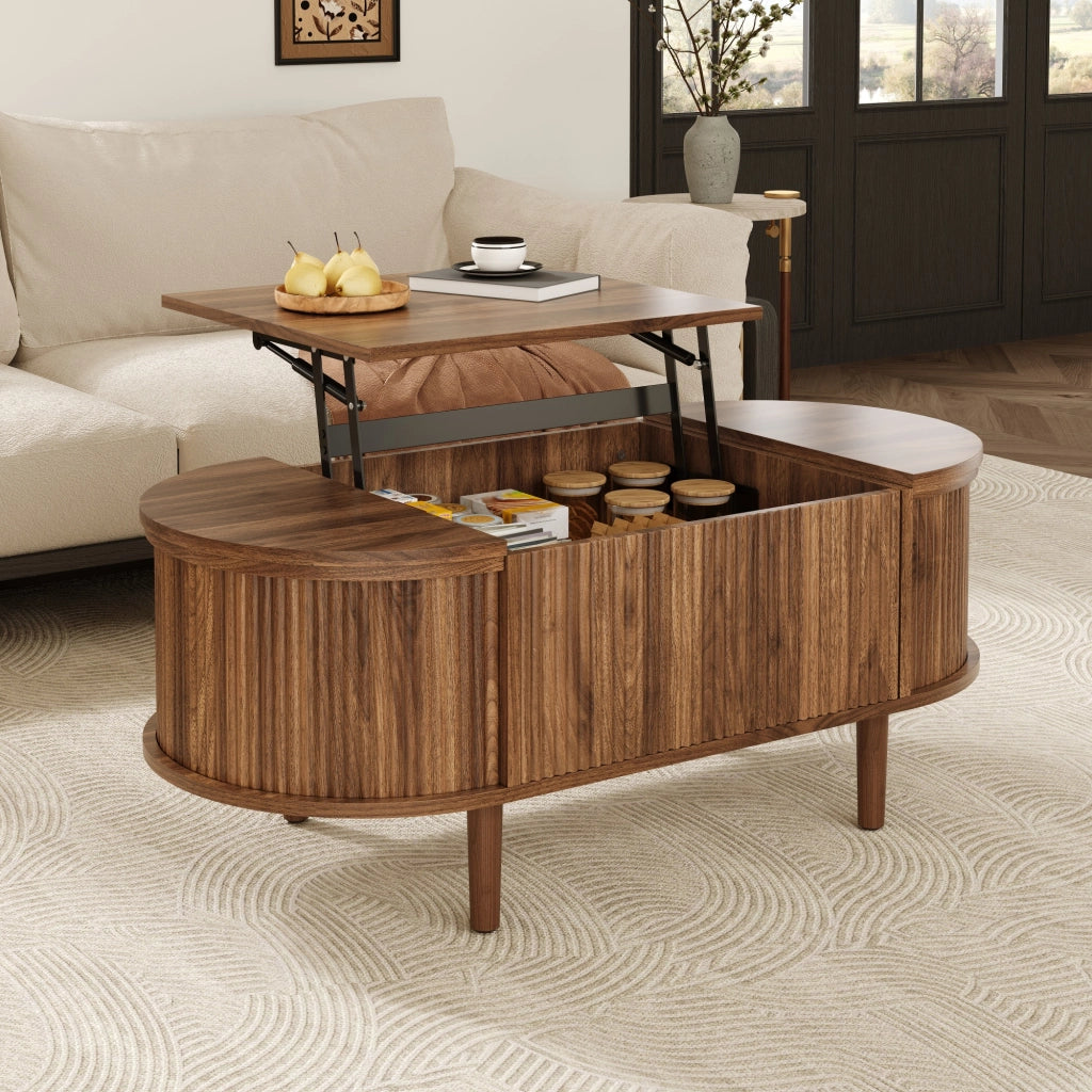 TAVOLINO DA SALOTTO ALZABILE 100x48x53,5 cm MDF Noce