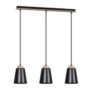 Lampadario Emibig Bolero 3, 3xE27 nero legno regolabile