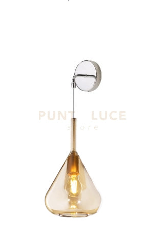 APPLIQUE CROMO 1 LUCE VETRO AMBRA 1177CR-A-AM