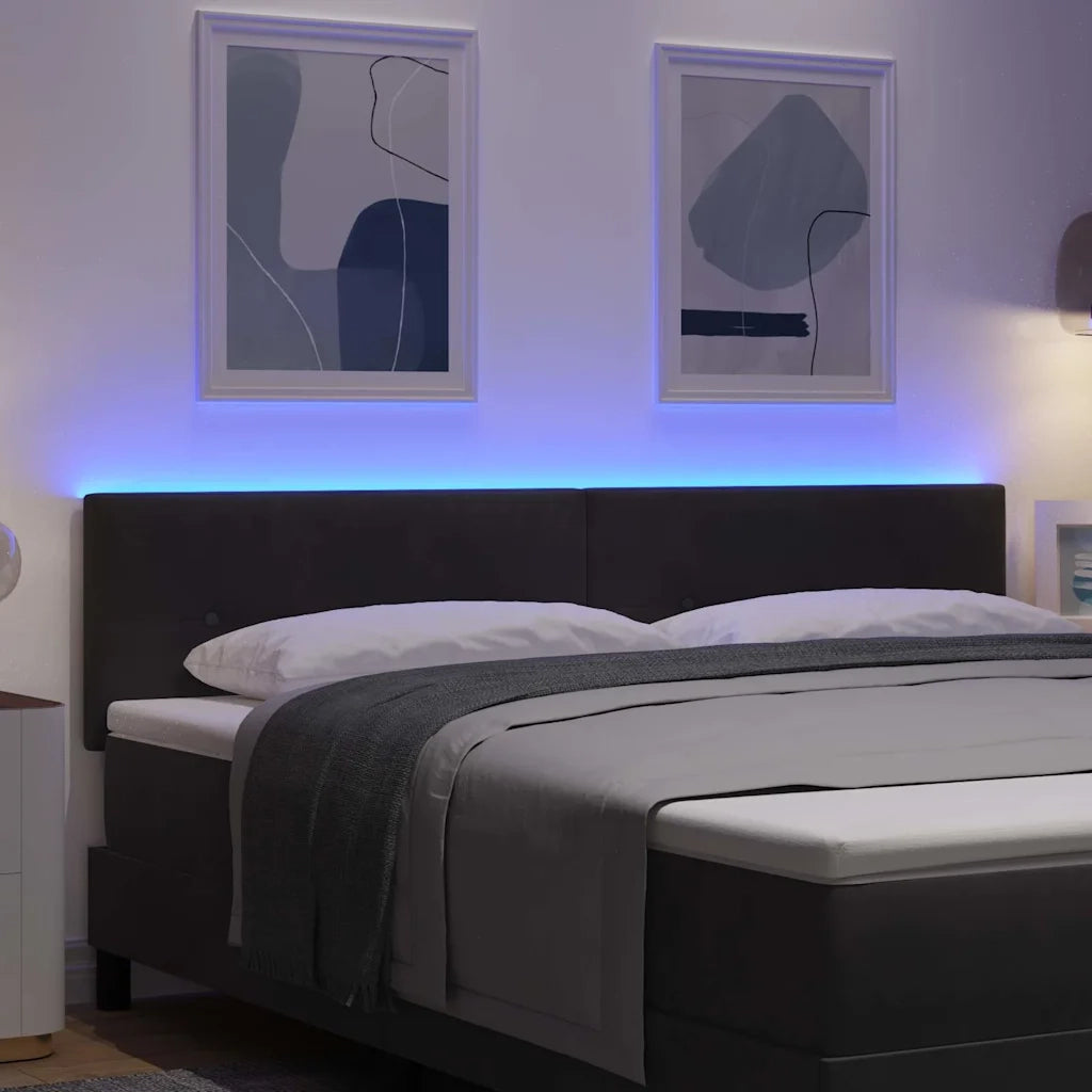 Testiera LED con strisce LED Nero 180 cm Velluto 3338157