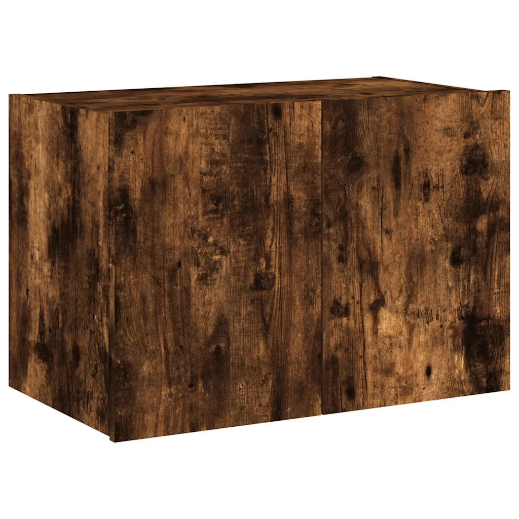 Mobile TV a Parete con Luci LED-Mobile TV a Muro Rovere Fumo 60x35x41 cm
