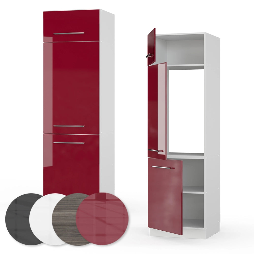 Vicco Armadio frigorifero Rosso bordeaux lucido 60 cm