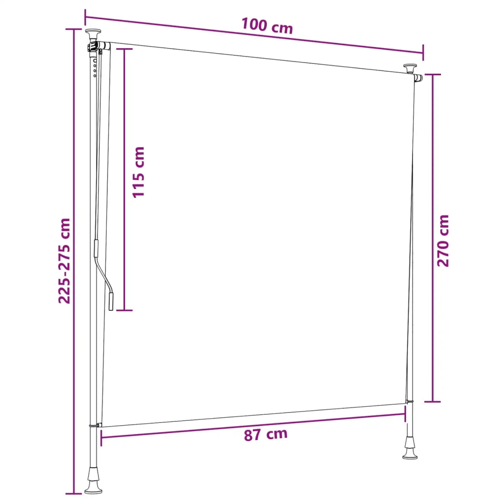 Tenda a Rullo Esterna Multicolore 100 x 270 cm 42037141