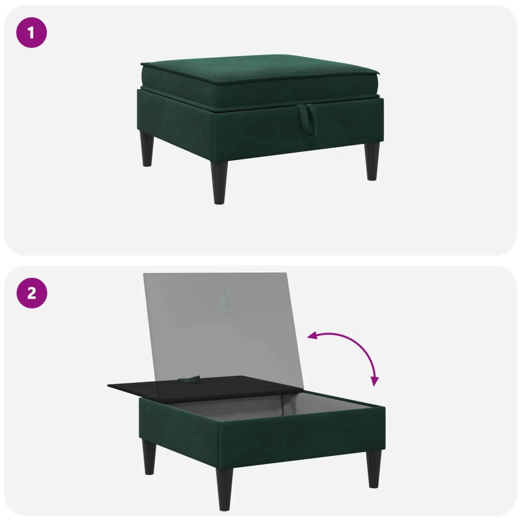Pouf con Storage Verde Scuro 70 x 70 x 40 cm Velluto 42027135