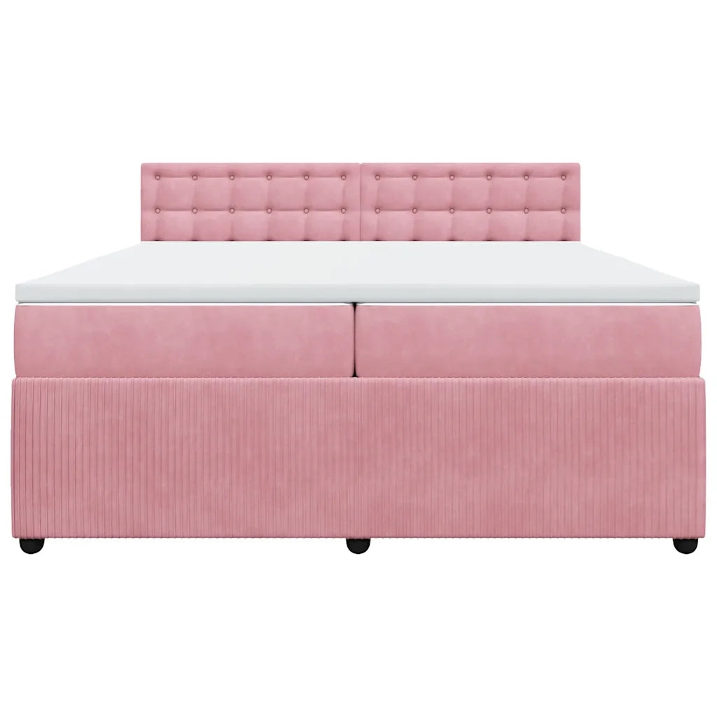 Giroletto a Molle con Materasso Rosa 200x200 cm in Velluto
