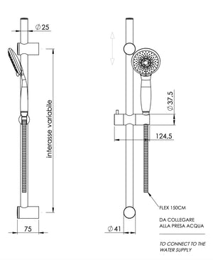 Saliscendi regolabile universale completo multigetto