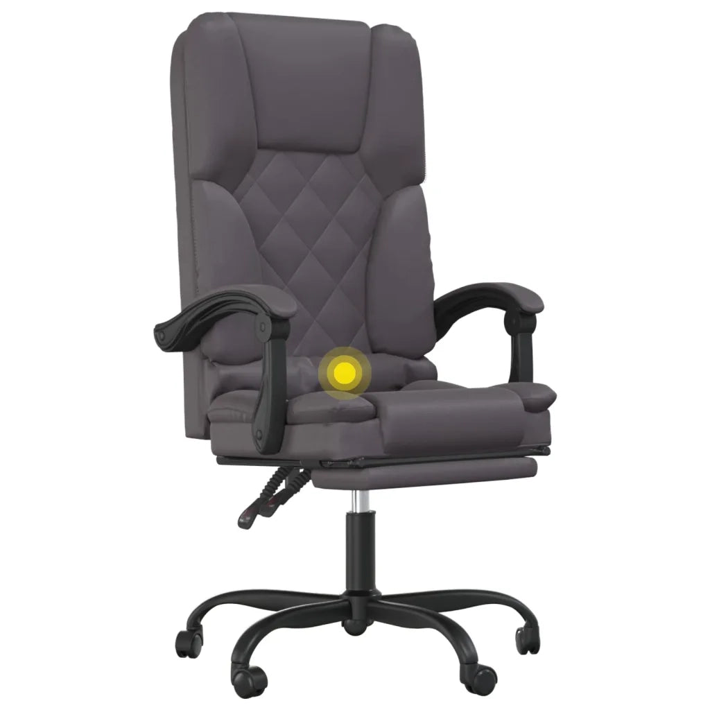 Poltrona da Ufficio Massaggiante | Sedia Relax Reclinabile Grigio Similpelle