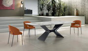 Tavolo Fisso Atlas con Piano in Ceramica Marmo Bianco Lucido e Base in Metallo - Stones
