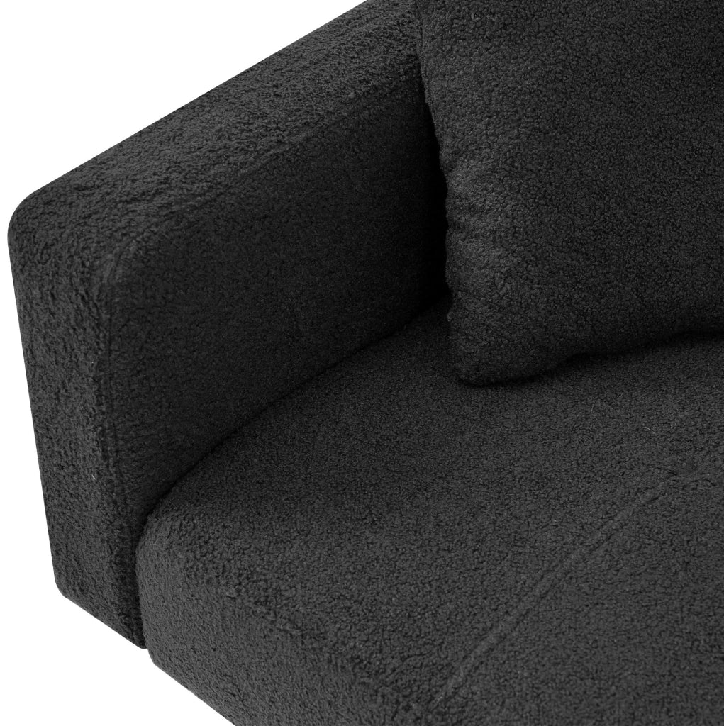 Divano letto 175x64x72 cm reclinabile con tasche laterali in sherpa grigio antico