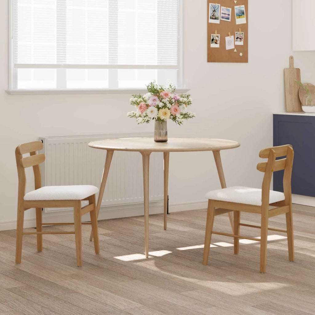 Sedia da pranzo 2 pcs Naturale e chiaro Legno di gomma solido