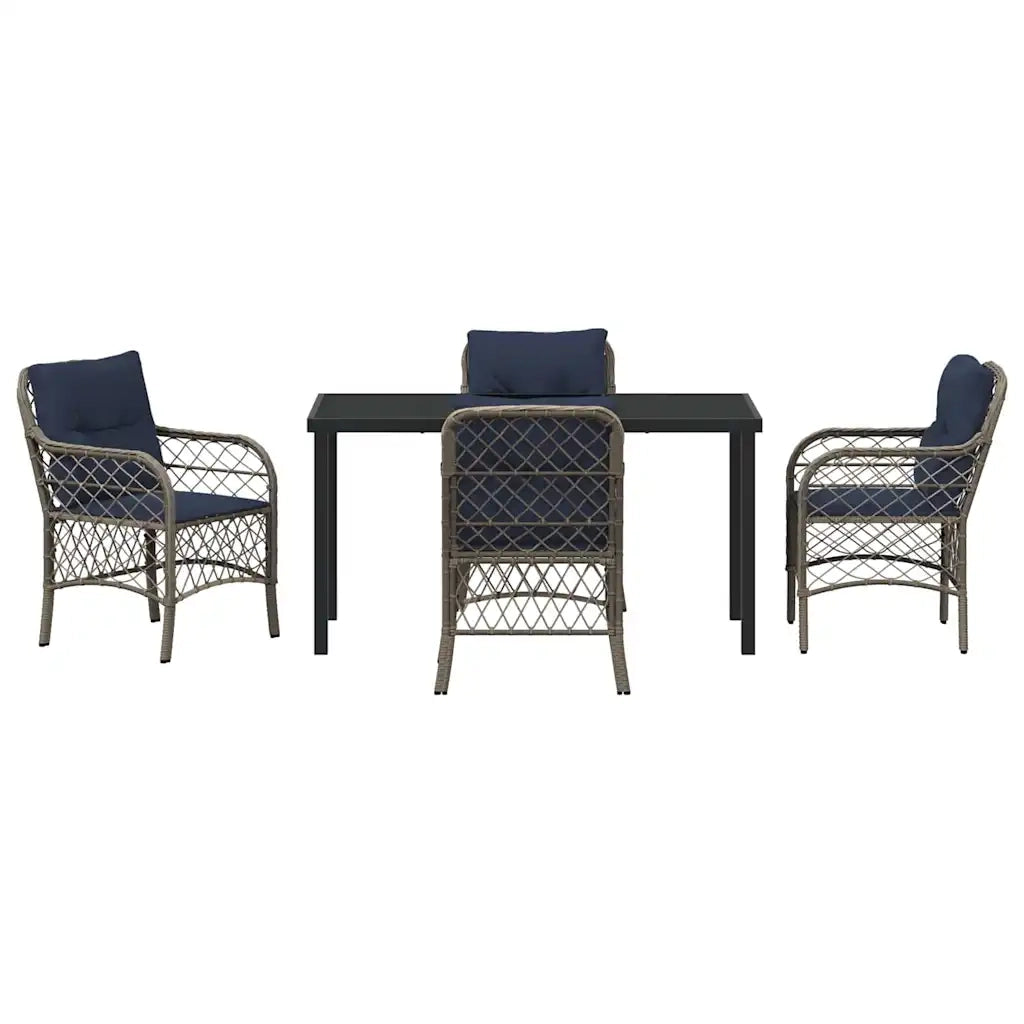 Set da Pranzo per Giardino 5 pcs Grigio e Nero Rattan 3380248