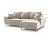 Cosmopolitan Design - Divano convertibile angolare destro con contenitore "Kyoto" 4 posti in velluto beige chiaro 