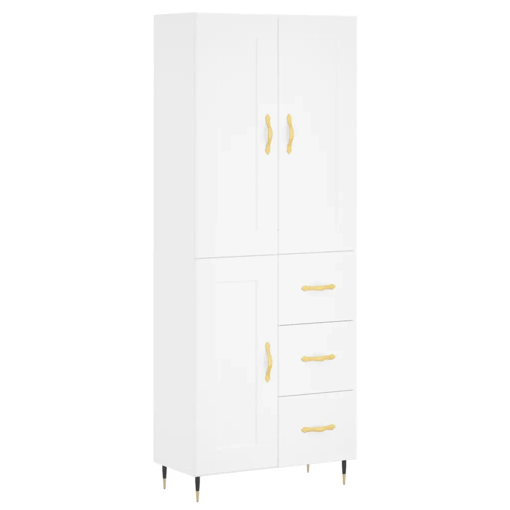 Credenza-Buffet-Armadio da cucina Bianca 69,5x34x180 cm in Legno Multistrato 736031