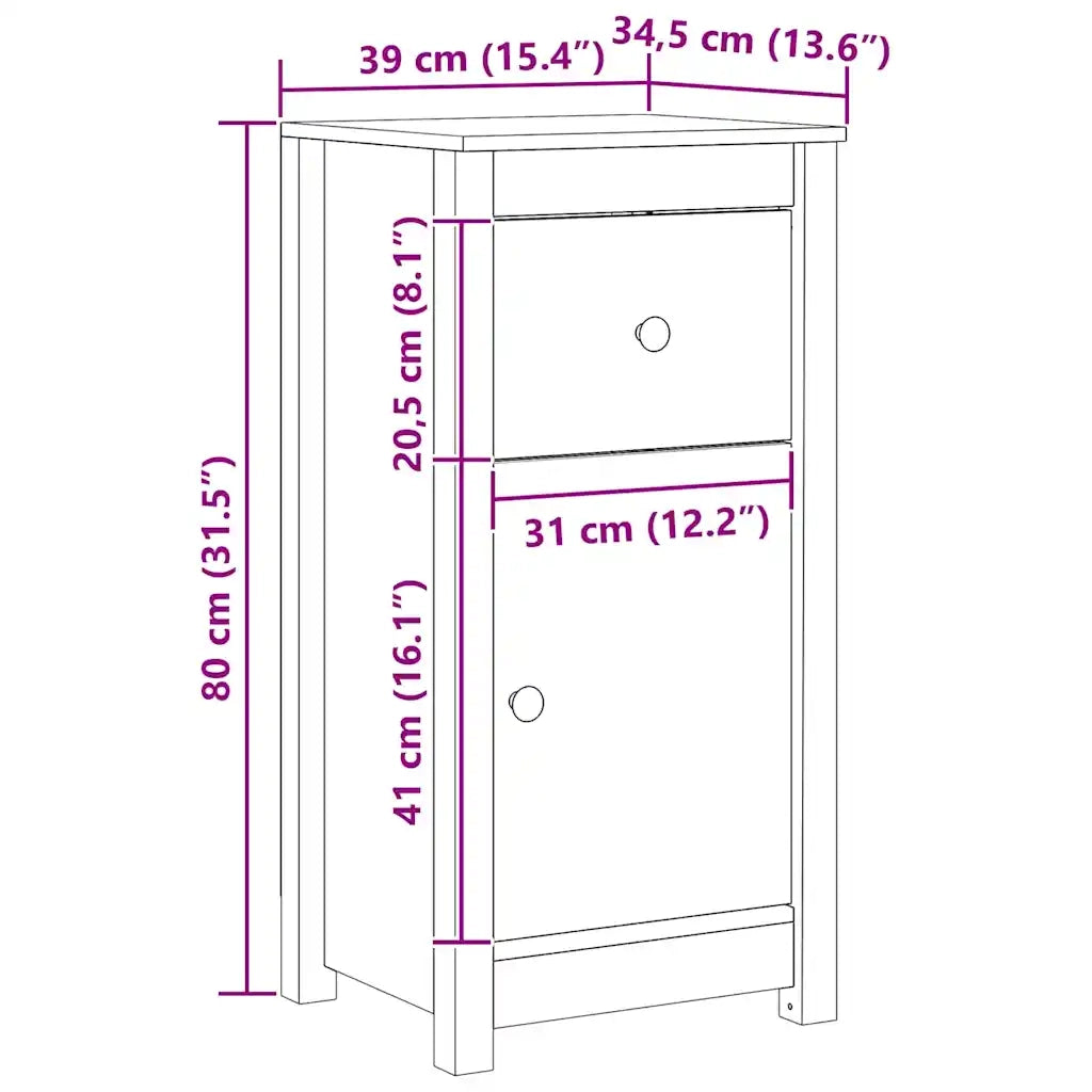 Credenza Marrone cerato 39 x 34,5 x 80 cm Pino massello