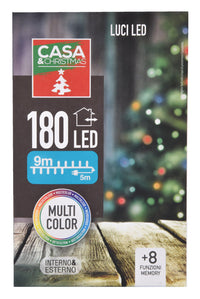 LUCI DI NATALE A LED 180LED MULTICOLOR INTERNO ESTERNO IP44 8 GIOCHI DI LUCI CON MEMORIA