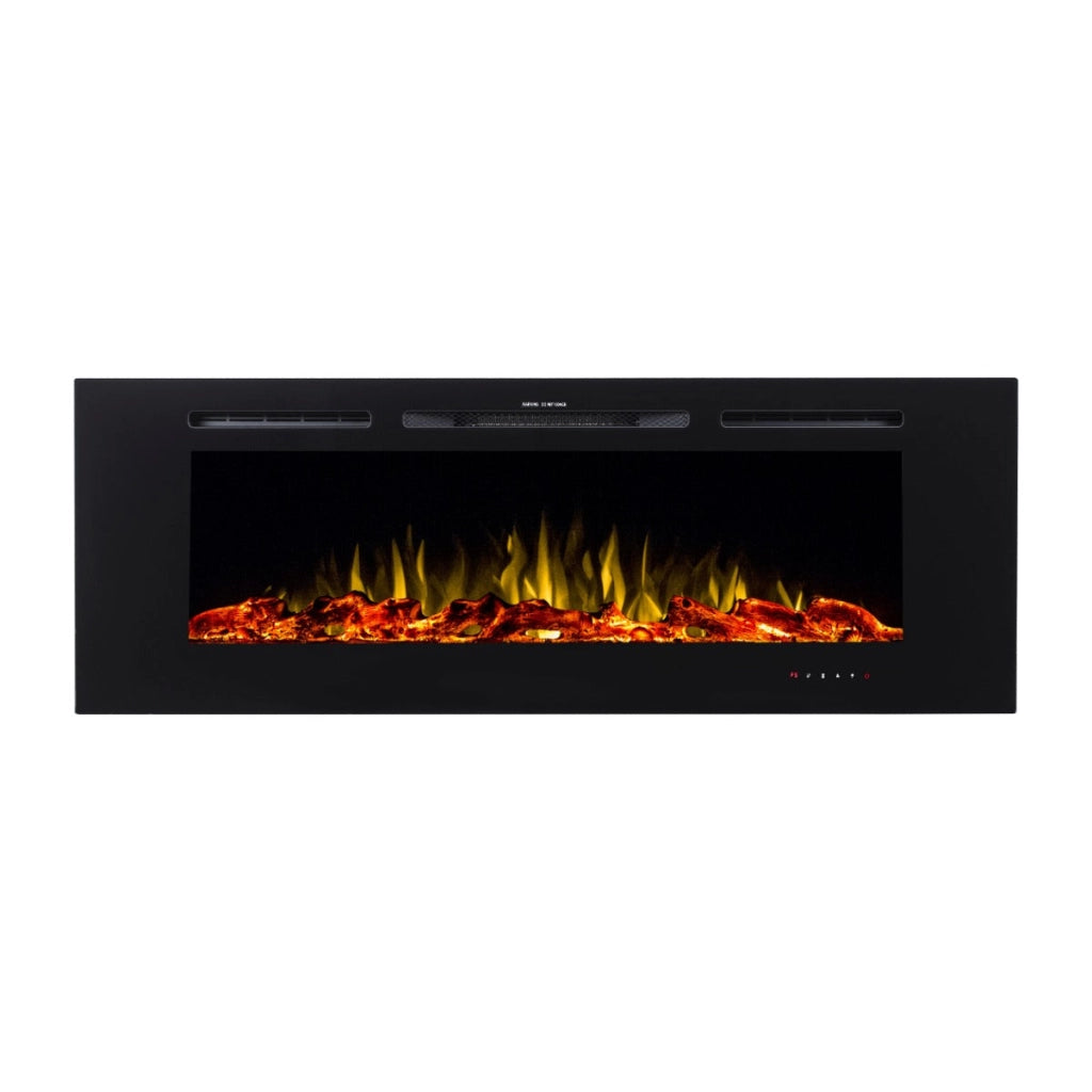 Camino Elettrico da Incasso 54,4x165,1x14 cm Effetto Fiamma 1500W Avalon Nero