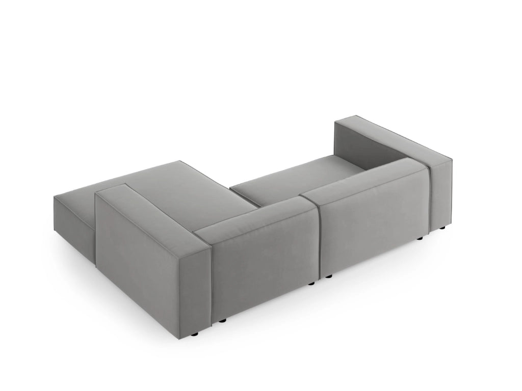 Cosmopolitan Design - Divano angolare destro "Arendal" 3 posti in velluto grigio chiaro 