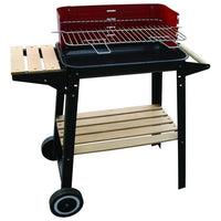 Blinky Woody-48 Barbecue Carrello A legna Nero, Rosso, Legno