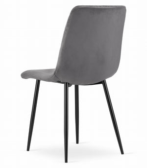Sedia Valora TURIN in velluto grigio scuro, design ergonomico x2