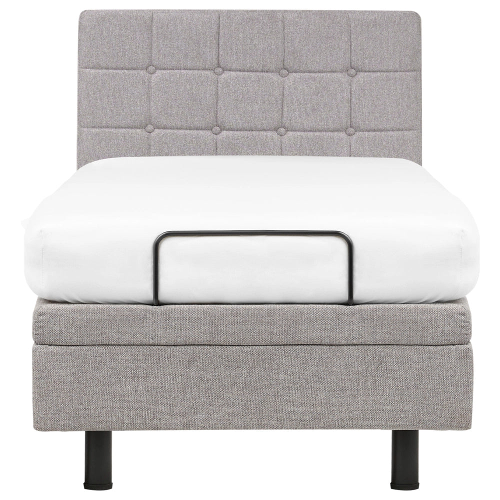 Letto Tessuto Grigio Chiaro Elettrico Regolabile con Telecomando 90 x 200 cm