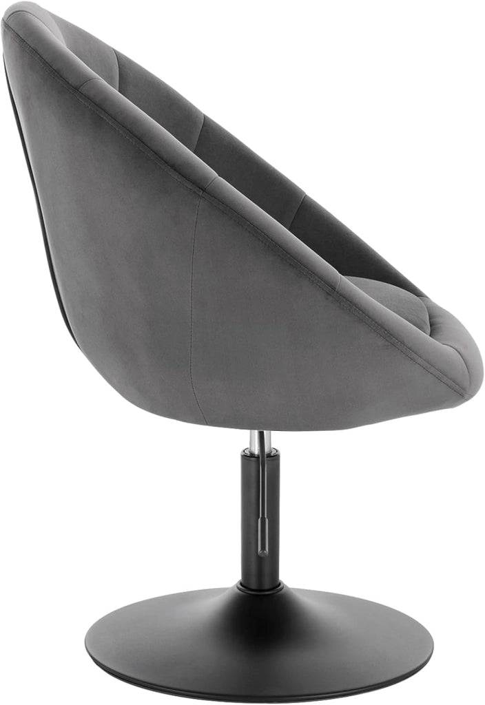 Poltroncina da Bar Sgabello Girevole Sedia con Schienale Braccioli in Velluto Altezza Regolabile Grigio Scuro