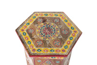 Sgabello realizzato in legno di mango dipinto a mano