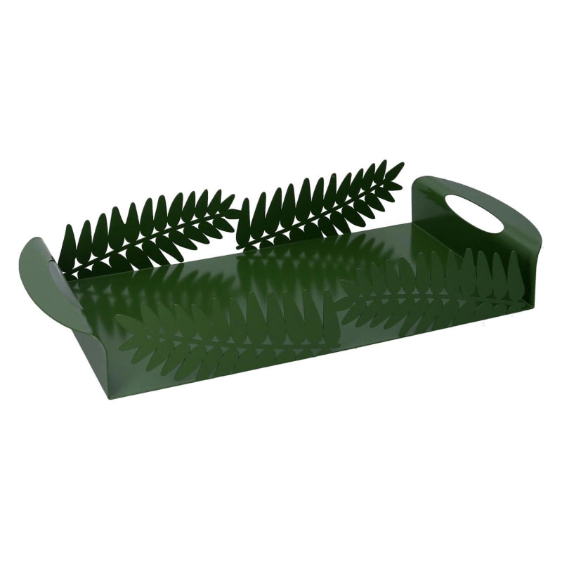 Vassoio metallo foglia alloro verde scuro rettangolare cm 41x20h6,5